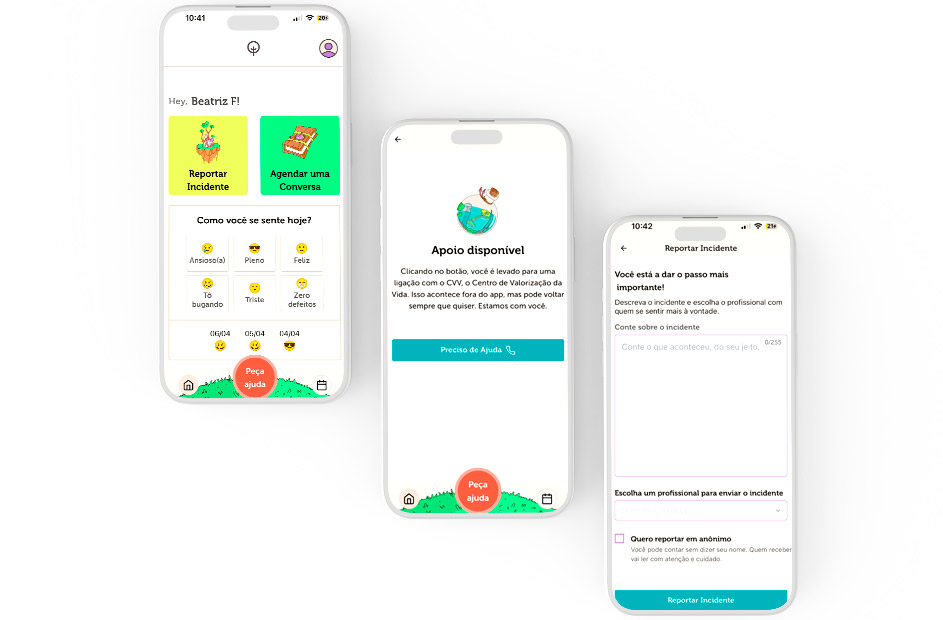 Telas do Fortsy em três celulares